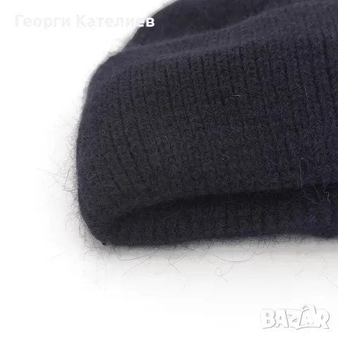 Плетена дамска шапка в черно-Ангора Код на продукта:DASH-001-9, снимка 2 - Шапки - 48110058