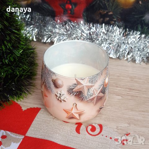1807 Коледна ароматизирана свещ в чаша Wonderful Christmas, снимка 4 - Декорация за дома - 30706100