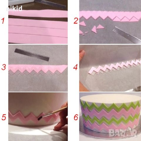 4 бр Зиг заг вълнички къдрици пластмасови форми за оформяне борд кант декор торта, снимка 3 - Форми - 32127489