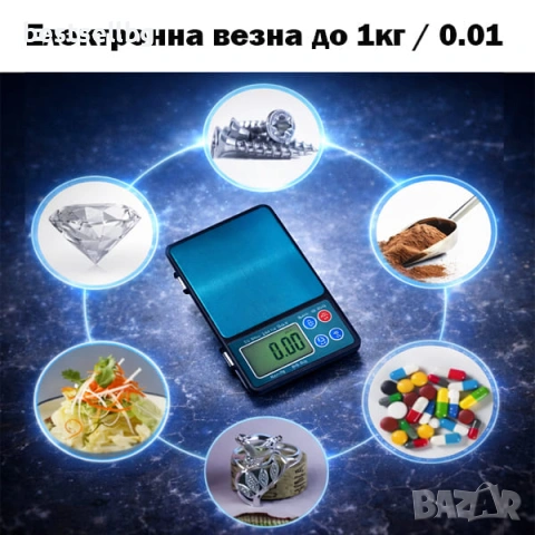 Прецизна електронна везна до 1 кг с точност 0.01 точна професионална за злато бижута храна кухня, снимка 2 - Везни - 53090670