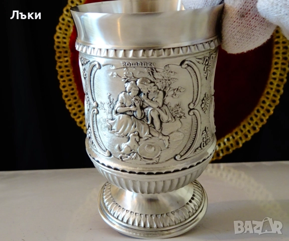 Чаша от калай с картини Влюбени,Пътешествие,Пролет. , снимка 3 - Антикварни и старинни предмети - 51571181