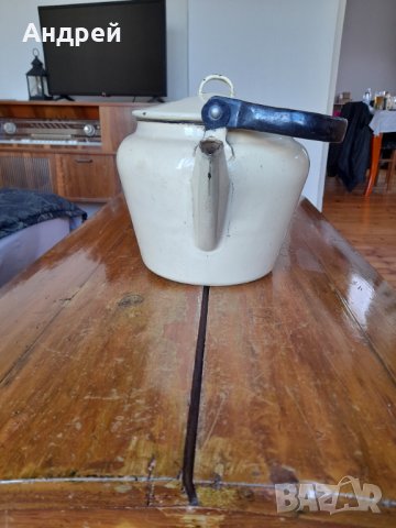 Стар емайлиран чайник #41, снимка 2 - Антикварни и старинни предмети - 37665083