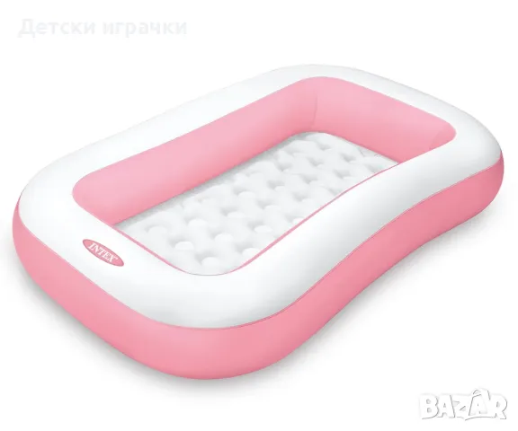 Детски надуваем правоъгълен басейн INTEX, 166 х 100 х 25 см, с меко дъно 