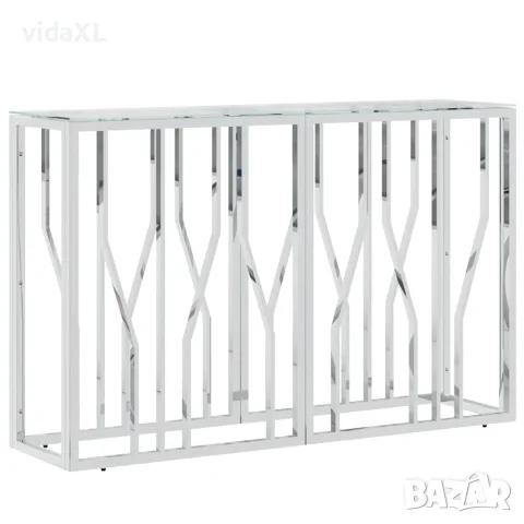 vidaXL Конзолна маса 110x30x70 cм неръждаема стомана и стъкло
