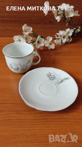 *Limoges France*сервиз за хранене от блестящ бял порцелан платинен кант, снимка 15 - Сервизи - 52136600