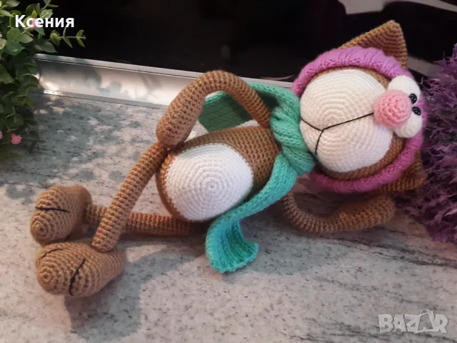 Подаръци за Св. Валентин. Плетена играчка Котка /Марсик/, Ръчно изработена, снимка 9 - Плюшени играчки - 48055111