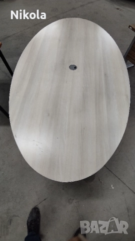 Офис маса с метални крака и рамка - елипсовидна  180/100/75см, снимка 2 - Работни маси и бюра - 52114549