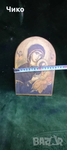 Стара дървена рисувана икона, снимка 3 - Антикварни и старинни предмети - 54117974