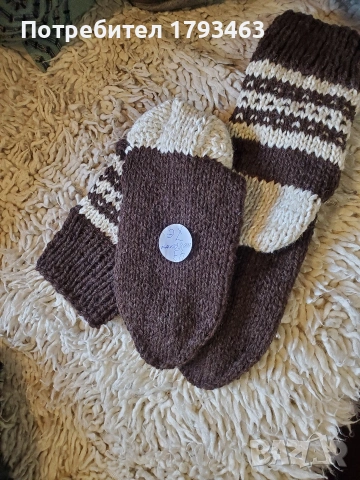 Ръчно плетени мъжки чорапи от вълна' размер 43, снимка 13 - Мъжки чорапи - 50749777