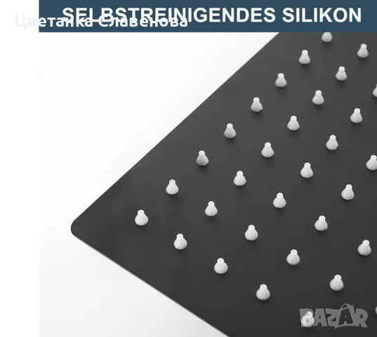 Душ система с термостат, тип „тропически дъжд“ 25 x 25 см, предпазно заключване 38°C, матово черно, снимка 9 - Други стоки за дома - 54111777