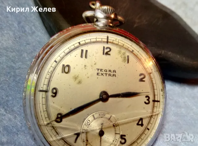 TEGRA EXTRA SWISS MADE 16 JEWELS Стар РЯДЪК КОЛЕКЦИОНЕРСКИ ШВЕЙЦАРСКИ ДЖОБЕН ЧАСОВНИК 48366, снимка 8 - Джобни - 48035106
