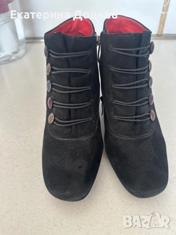 Черни велурени боти, снимка 3 - Дамски боти - 52162545
