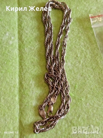 Винтидж сребърна верижка плетка тип ВЪЖЕ майсторска ръчна изработка 52787, снимка 7 - Колиета, медальони, синджири - 53002425