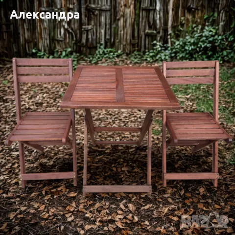 Градински комплект Kreta Muhler Meranti - 3 части, дърво, снимка 1