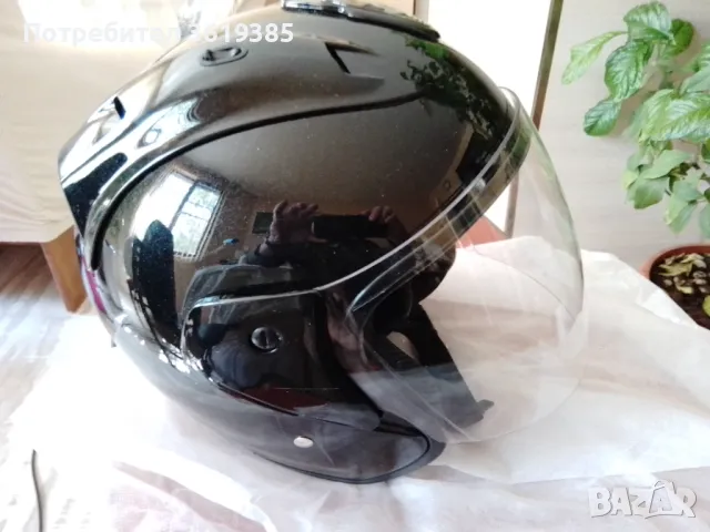   Мотокаска SUN EVO Open Face, черен гланц, размер "М", снимка 3 - Спортна екипировка - 50003070