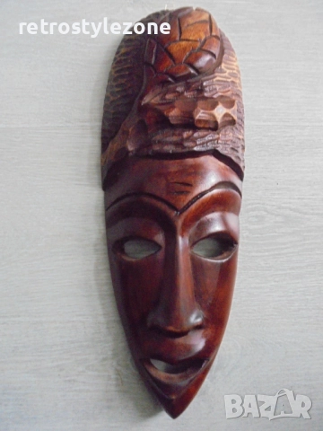 № 8313 Стара дървена маска / пано – ръчна изработка , снимка 2 - Други ценни предмети - 51630875