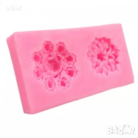 2 цветя цвете Хризантема и розички силиконов молд форма фондан украса декор , снимка 5 - Форми - 38327172