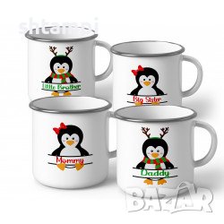 Персонализирано Коледно Емайлирано Канче С Пингвини И Име, снимка 3 - Други - 37105645