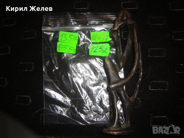 СТАРА БРОНЗОВА АФРИКАНСКА СТАТУЕТКА РЪЧНА ЕТНО АРТ ИЗРАБОТКА УНИКАТ с ТЪМНА ПАТИНА ФИГУРА 16647, снимка 7 - Статуетки - 31697021