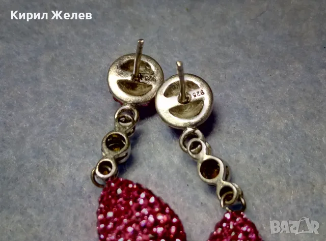 ЕЛЕГАНТНИ СКЪПОЦЕННИ СРЕБЪРНИ ОБЕЦИ РОДИРАНО СРЕБРО 925 с ЦВЕТНИ КАМЪНИ / ЦИРКОНИ 49282, снимка 6 - Обеци - 49876618