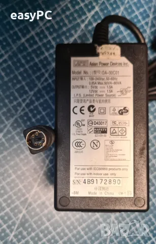 Оригинален захранващ адаптер ASIAN POWER DEVICES INC. DA-30C01, снимка 4 - Друга електроника - 47837761