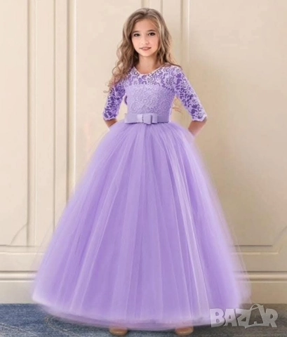 Детска рокля в лилаво с обръч 
