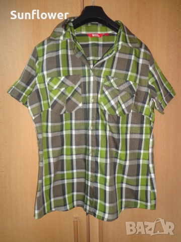 Дамска карирана зелена риза с къс ръкав Fjall Raven размер М 