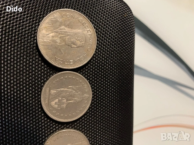 Швейцарски монети 5,2,1 , снимка 3 - Антикварни и старинни предмети - 53905083