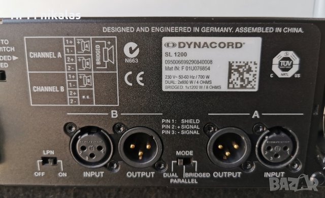 професионално стъпало усилвател DYNACORD SL 1200  , снимка 11 - Ресийвъри, усилватели, смесителни пултове - 44416482