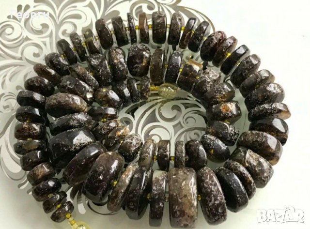 Древен изключително рядък Черен Балтийски кехлибар 71.60 грама. , снимка 8 - Колиета, медальони, синджири - 29435192