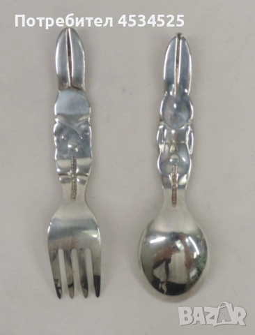 🐰 Елегантен детски комплект Reed & Barton "Peter Rabbit" – Сребърно покритие, снимка 2 - Други - 54170768