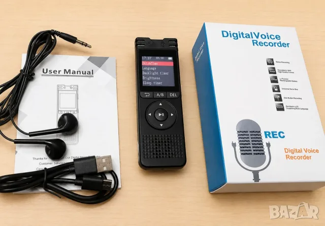 32gb диктофон Aудио рекордер MP3 плейър подслушвател 50 часа запис, снимка 6 - MP3 и MP4 плеъри - 49723345