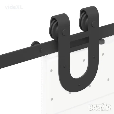vidaXL Комплект механизъм за плъзгаща врата, 183 см, стомана, черен, снимка 9 - Железария - 56147423