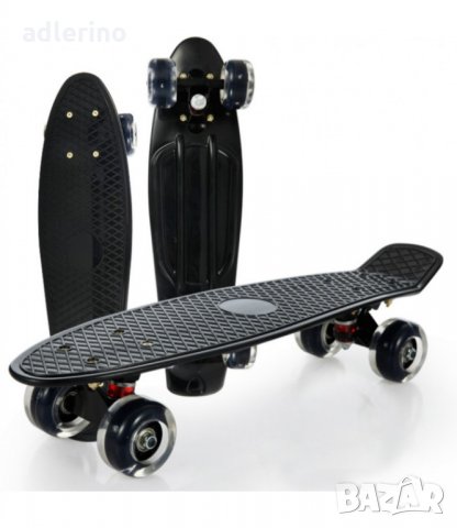  Детски скейтборд Fishboard, 42x13 см, черен Ново