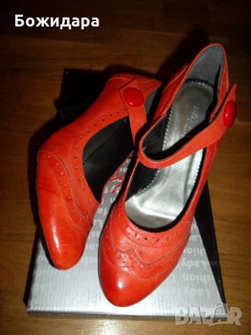 Бъдете неповторима с елегантни  обувки, изработени от естествена кожа в актуален червен цвят, снимка 4 - Дамски обувки на ток - 30372871