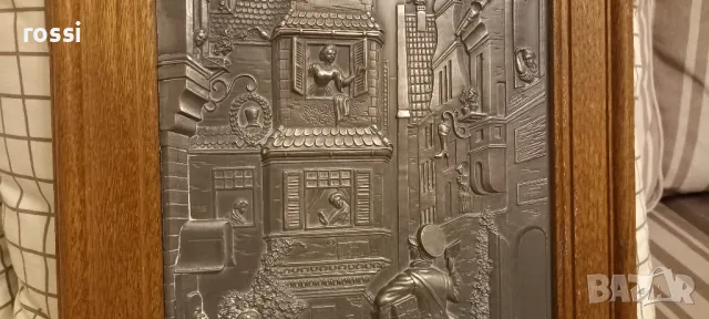 Vintage. Нова. WMF Немска калаена картина "Пощальонът" по Carl Spitzweg/1808-1885/ Der Briefbote., снимка 5 - Антикварни и старинни предмети - 48645473