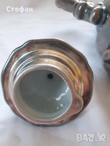 Посребрен порцеланов чайник , снимка 10 - Антикварни и старинни предмети - 52190280