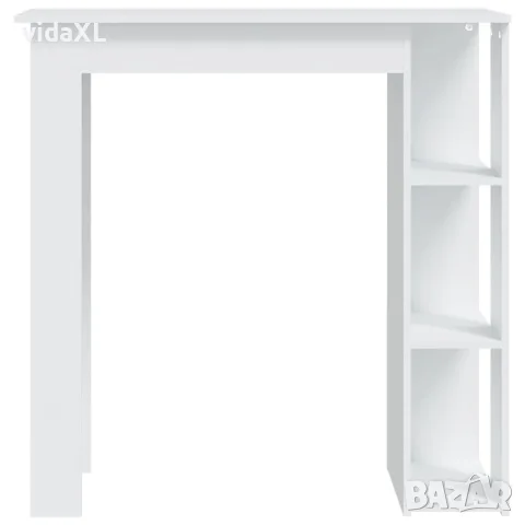 vidaXL Бар маса с рафт, бяла, 102x50x103,5 см, инженерно дърво, снимка 3 - Маси - 56147823