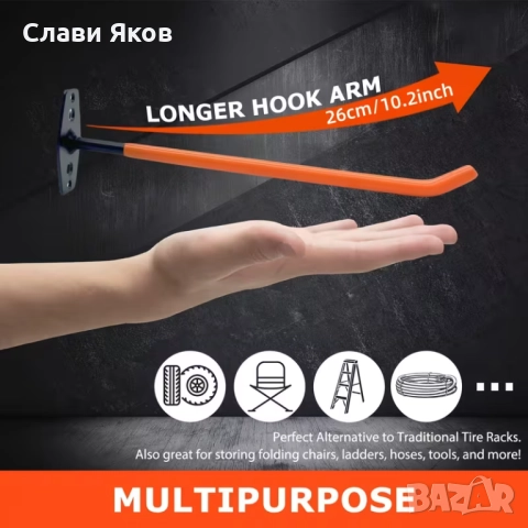 Настенни куки за гараж, снимка 4 - Аксесоари и консумативи - 52823141