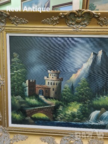 Прекрасна много красива антикварна белгийска картина масло върху платно , снимка 8 - Картини - 44253844
