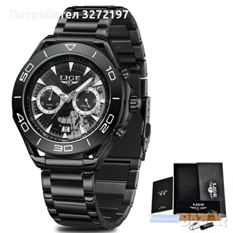 2024 LIGE Relogio Masculino,кварцов часовник, дата, водоустойчив,каишка неръждаема стомана