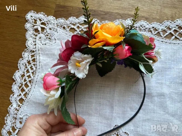 Аксесоар за коса, диадема с цветя, снимка 16 - Аксесоари за коса - 47800216