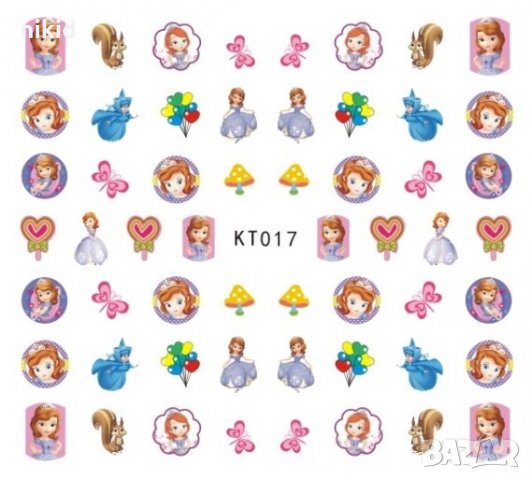 KT017 София Първа и приятели принцеса татос ваденки слайдер водни стикери за нокти маникюр
