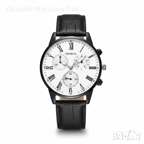 Унисекс кварцов часовник GENEVA 0450 с кожена каишка, снимка 4 - Мъжки - 52384694