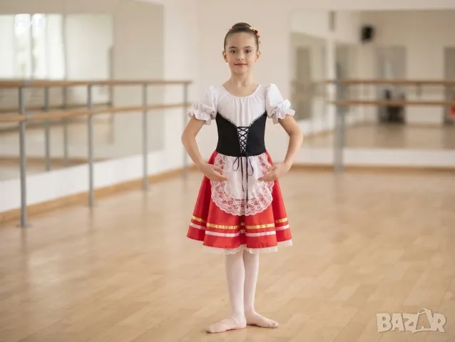 Балетно / сценично костюмче (рокля) за момиче 7-12 години – народни танци, балет, сценични изяви