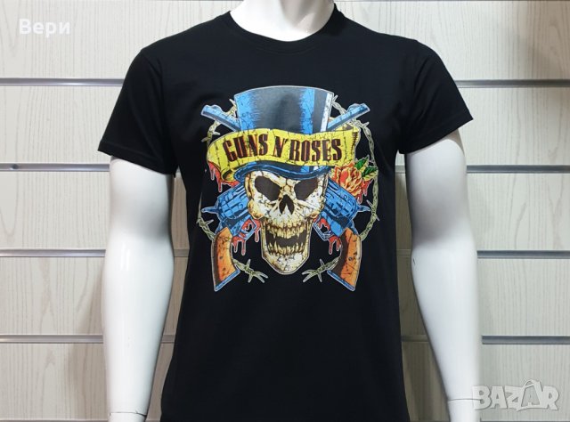 Нова мъжка тениска с дигитален печат на музикалната група GUNS N'ROSES, с череп, снимка 1 - Тениски - 27839016