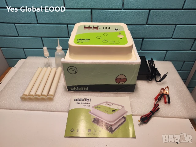 Okköbi OBI-12 автоматичен инкубатор за 12 яйца с контрол на влажност, снимка 1