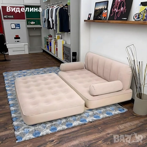 Двоен надуваем матрак с разтегателен диван за спане, снимка 6 - Дивани и мека мебел - 53069536