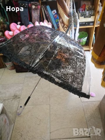 Черен прозрачен чадър, снимка 2 - Други - 34248137