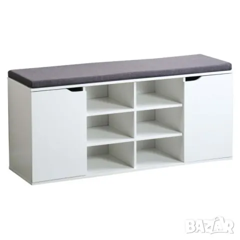 👟🪑 Поставка за обувки с 2 врати + възглавница – Бяло, компактно и практично решение!, снимка 1